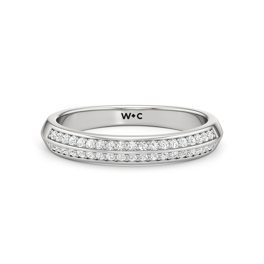 The Nadia Diamond Wedding Band with Platinum Cut Diamond in 14KT Platinum view 1
