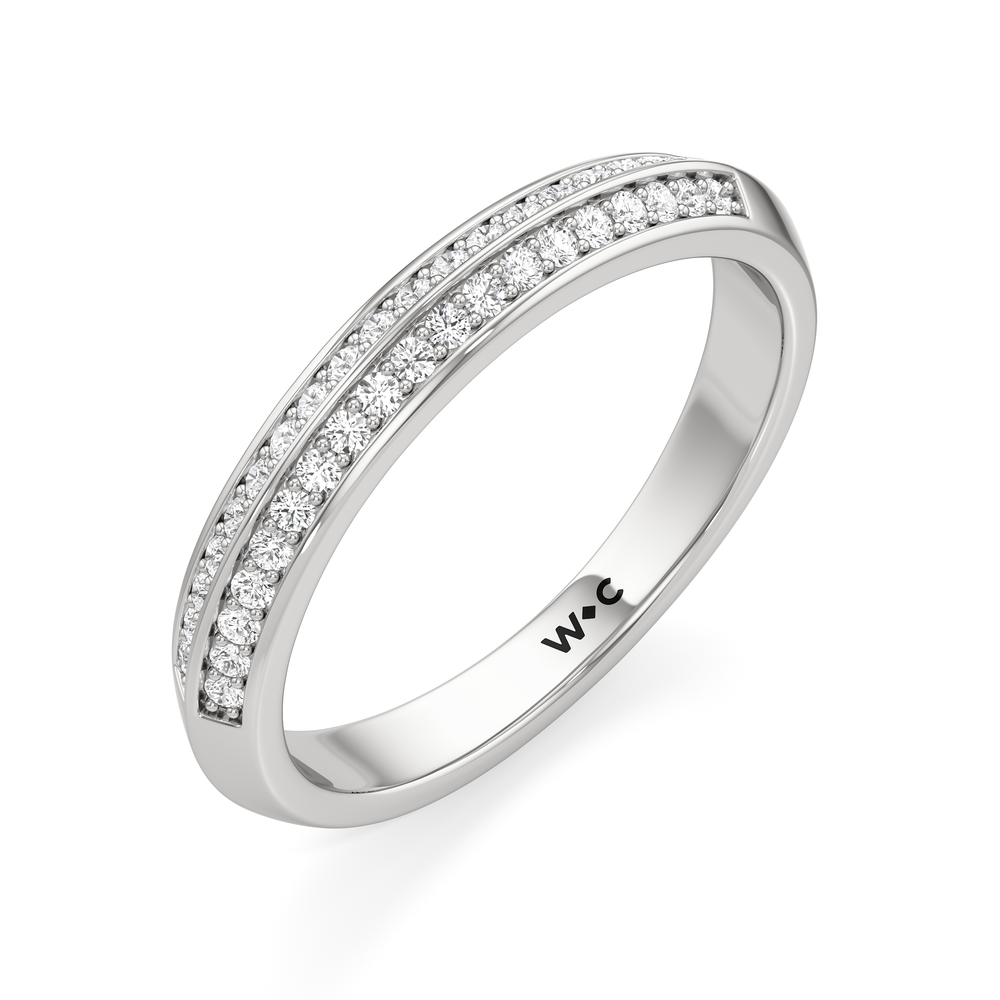 The Nadia Diamond Wedding Band with Platinum Cut Diamond in 14KT Platinum view 3
