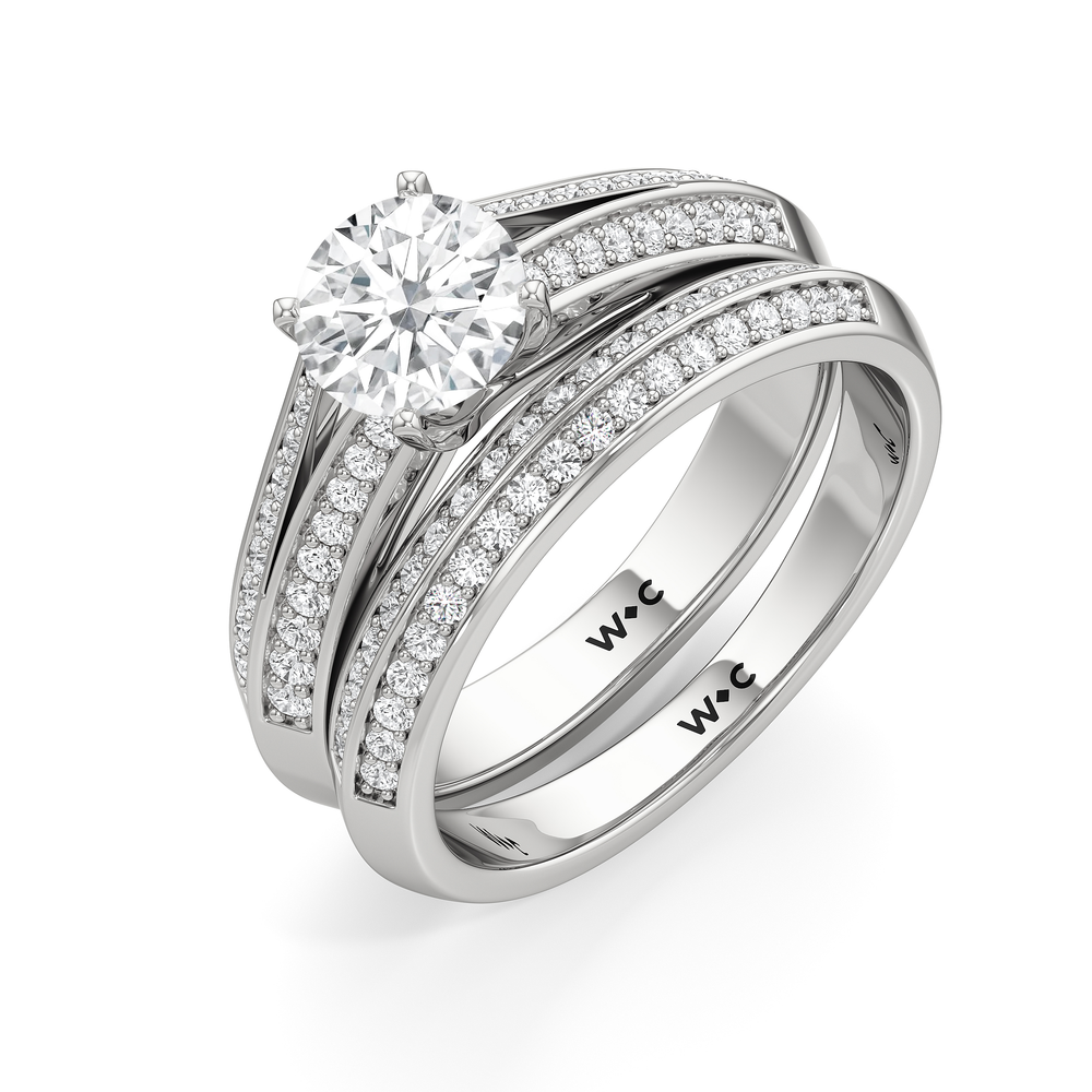 The Nadia Diamond Wedding Band with Platinum Cut Diamond in 14KT Platinum view 4
