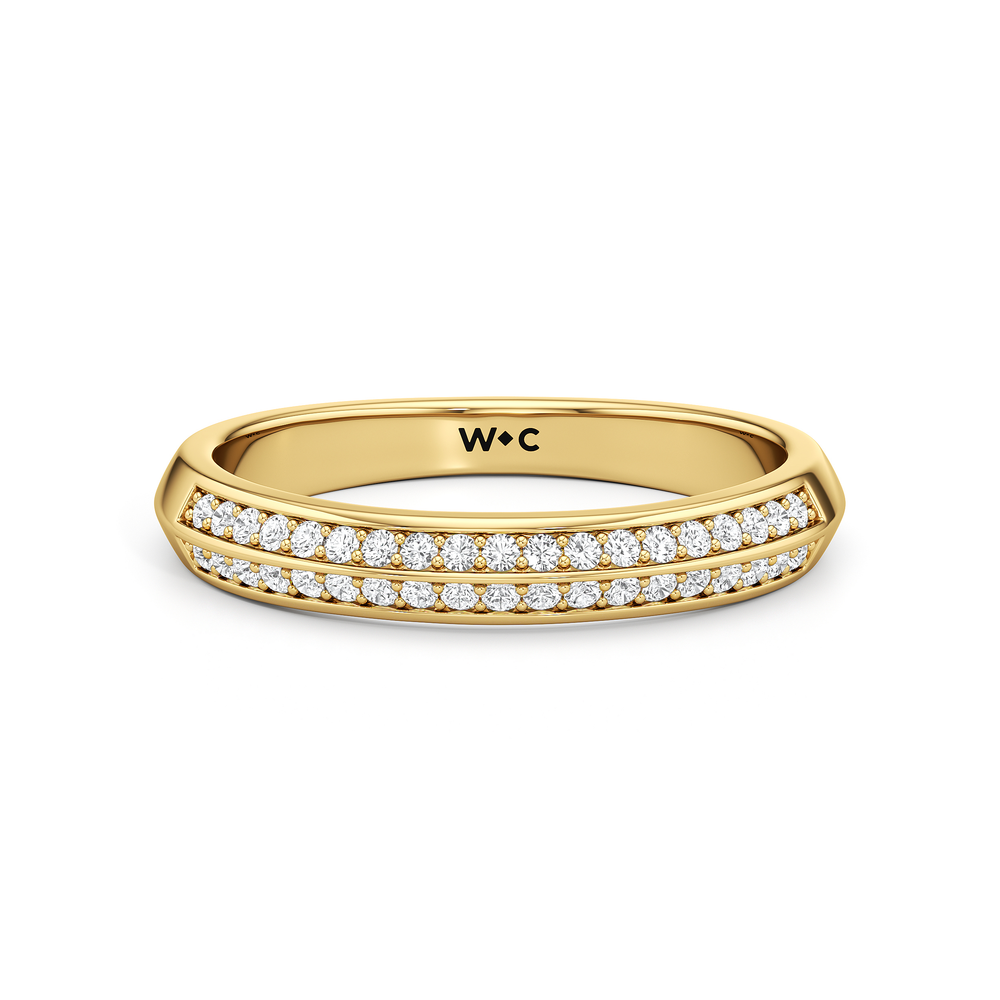 The Nadia Diamond Wedding Band with 18KT Yellow Gold Cut Diamond in 14KT Yellow Gold view 1
