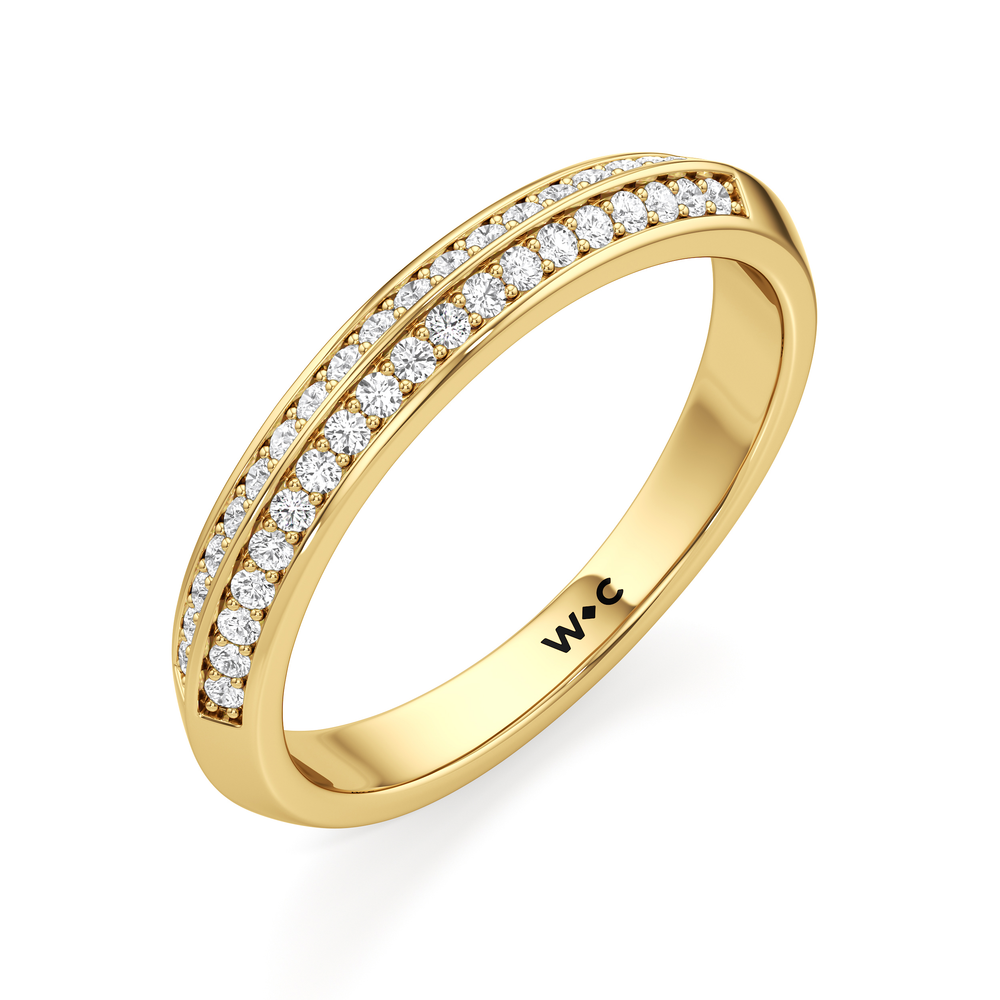 The Nadia Diamond Wedding Band with 18KT Yellow Gold Cut Diamond in 14KT Yellow Gold view 3
