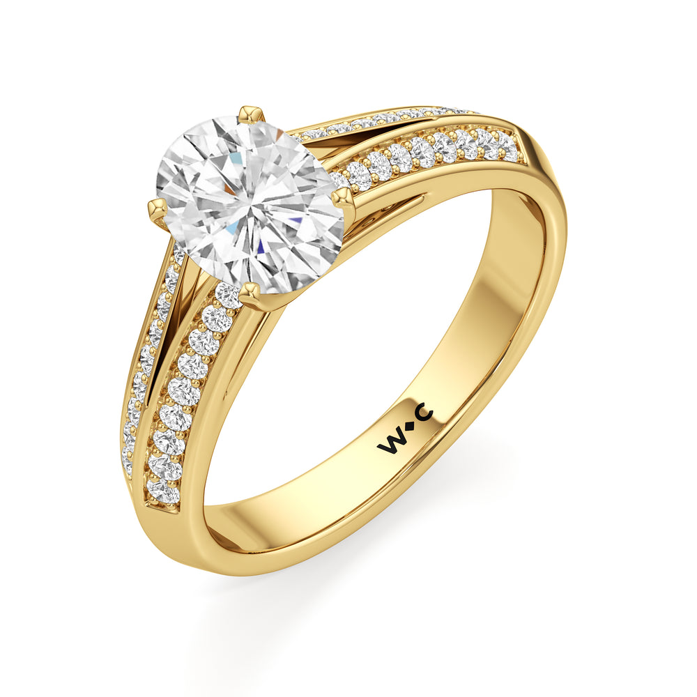 The Nadia Engagement Ring with Oval Cut Diamond in 14KT Yellow Gold view 3
