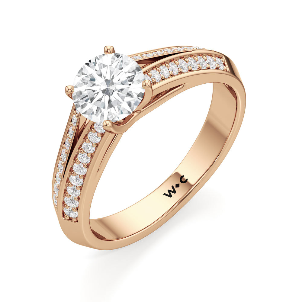 The Nadia Engagement Ring with Round Cut Diamond in 14KT Rose Gold view 3
