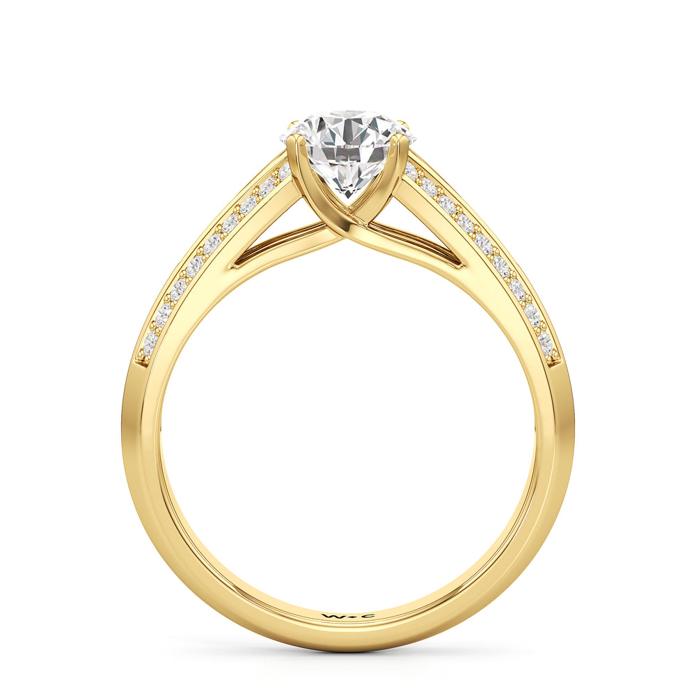 The Nadia Engagement Ring with Round Cut Diamond in 14KT Yellow Gold view 2
