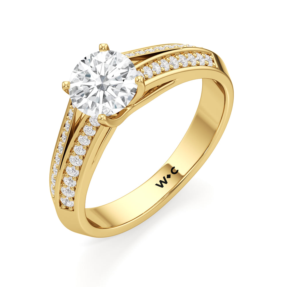 The Nadia Engagement Ring with Round Cut Diamond in 14KT Yellow Gold view 3
