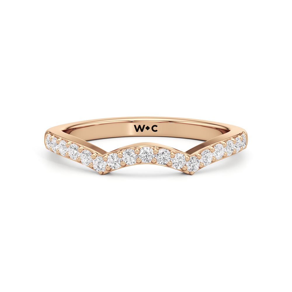 The Melody Diamond Wedding Band with 18KT Rose Gold Cut Diamond in 14KT Rose Gold view 1
