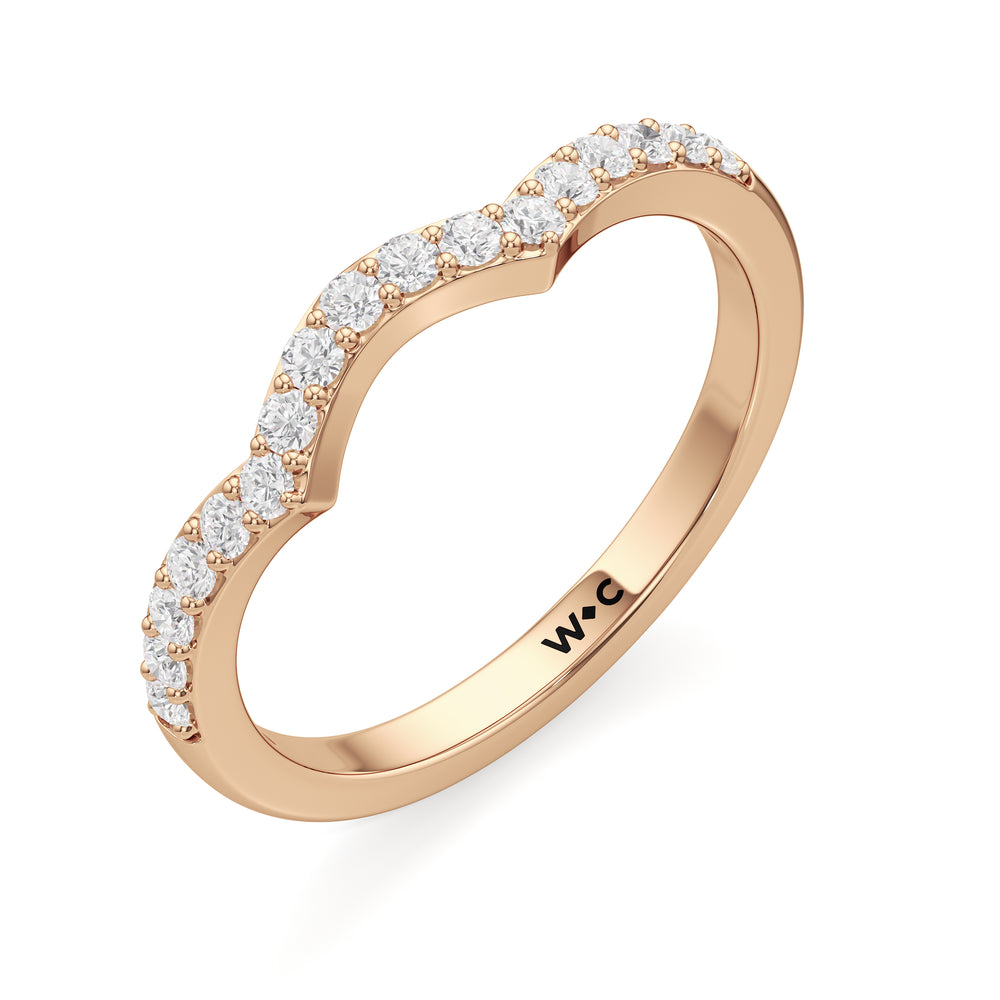 The Melody Diamond Wedding Band with 18KT Rose Gold Cut Diamond in 14KT Rose Gold view 3
