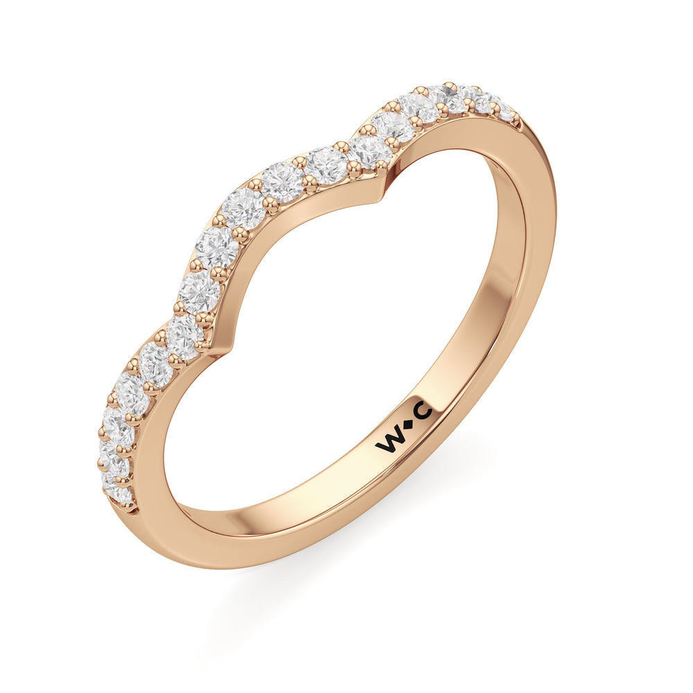 The Melody Diamond Wedding Band with 18KT Rose Gold Cut Diamond in 14KT Rose Gold view 3
