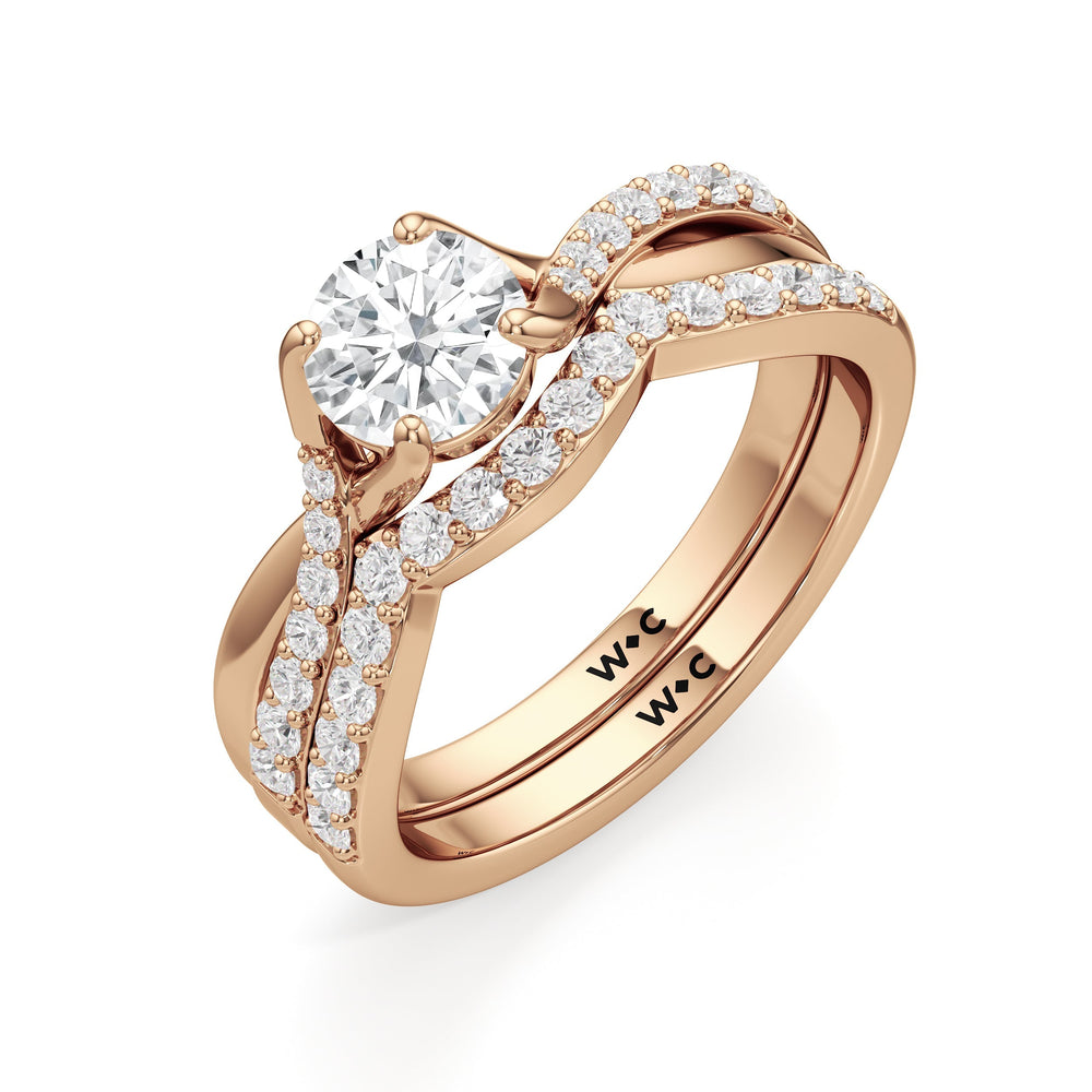 The Melody Diamond Wedding Band with 18KT Rose Gold Cut Diamond in 14KT Rose Gold view 4
