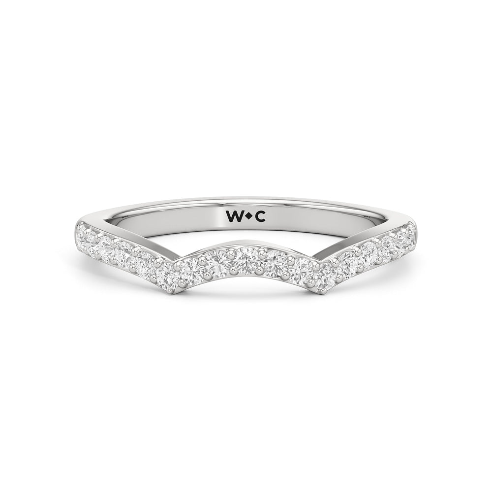 The Melody Diamond Wedding Band with Platinum Cut Diamond in 14KT Platinum view 1
