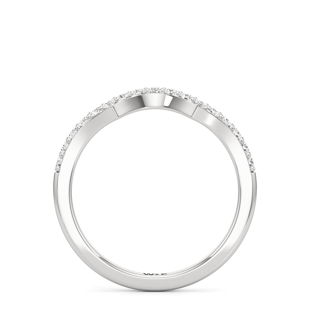 The Melody Diamond Wedding Band with Platinum Cut Diamond in 14KT Platinum view 2
