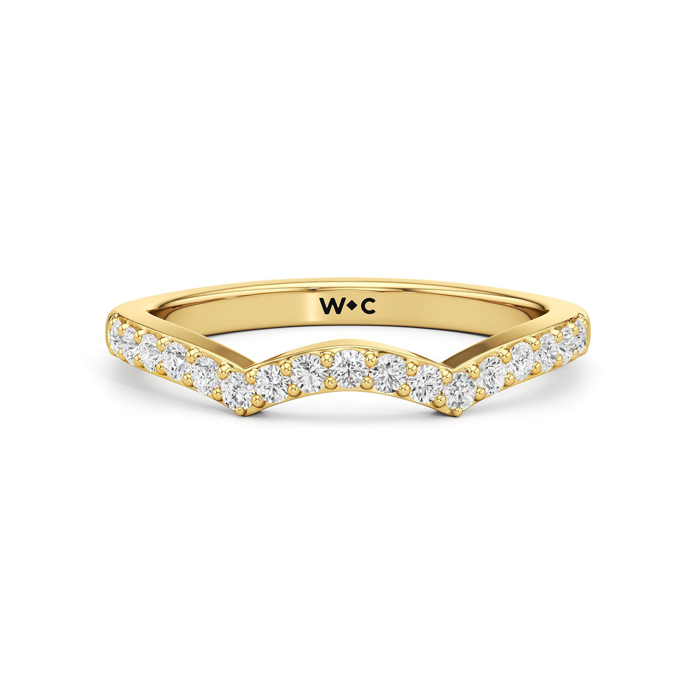 The Melody Diamond Wedding Band with 18KT Yellow Gold Cut Diamond in 14KT Yellow Gold view 1
