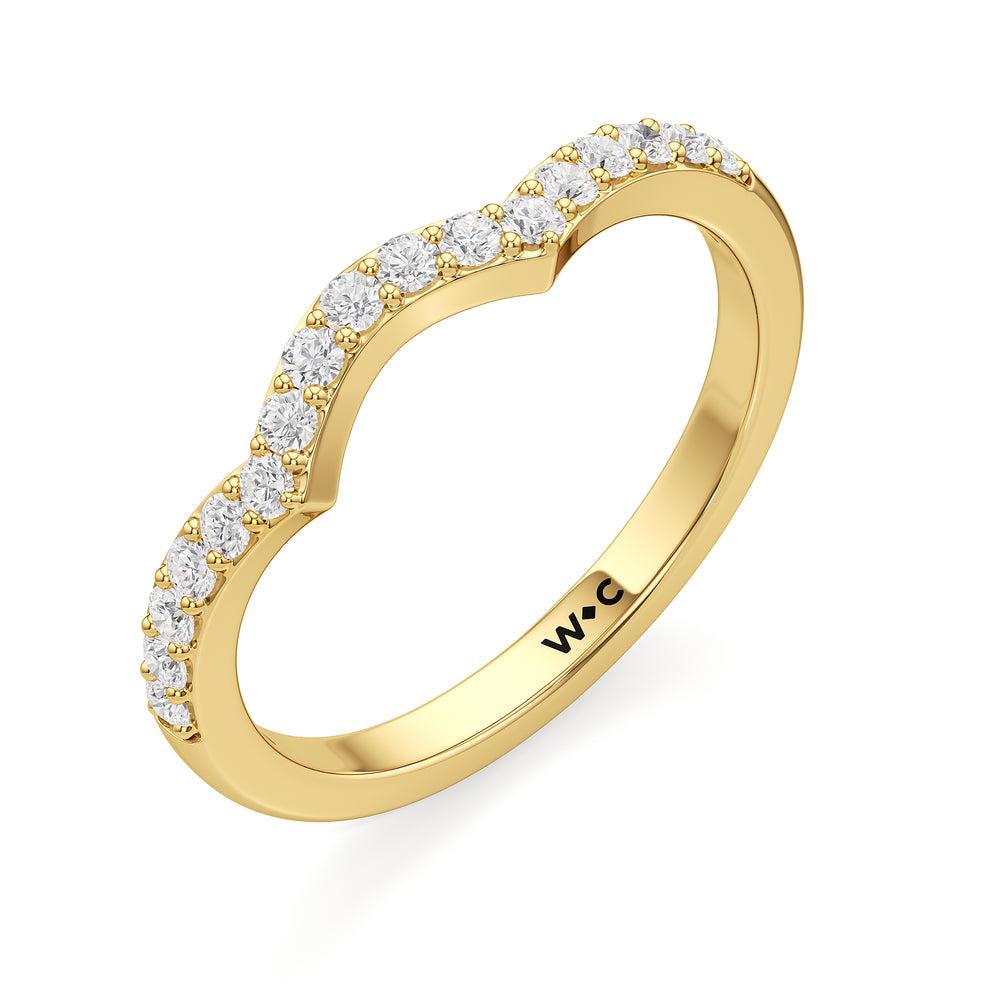 The Melody Diamond Wedding Band with 18KT Yellow Gold Cut Diamond in 14KT Yellow Gold view 3
