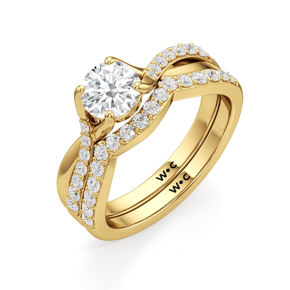 The Melody Diamond Wedding Band with 18KT Yellow Gold Cut Diamond in 14KT Yellow Gold view 4
