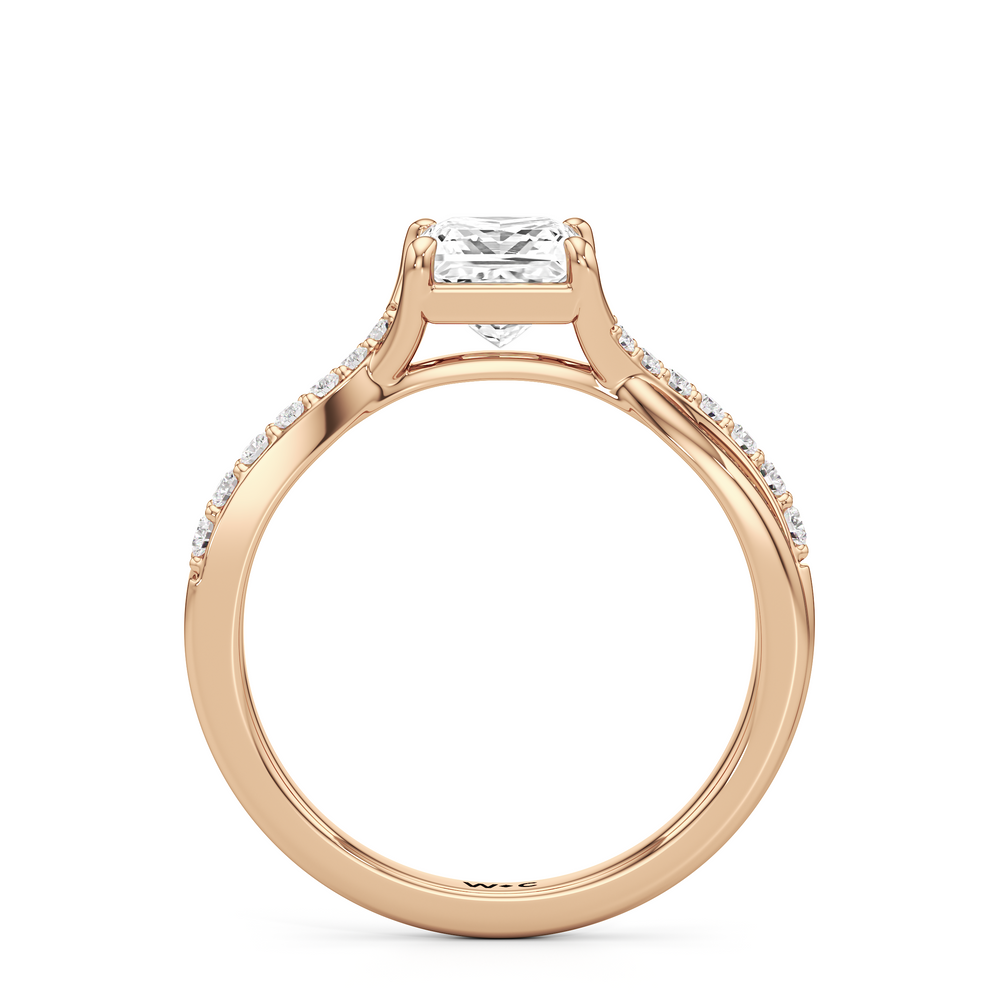 The Melody Engagement Ring with Princess Cut Diamond in 14KT Rose Gold view 2
