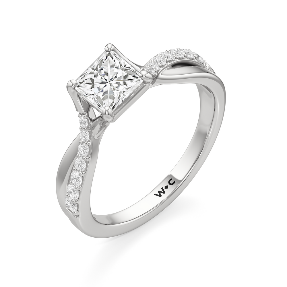 The Melody Engagement Ring with Princess Cut Diamond in 14KT Platinum view 3
