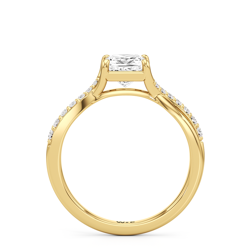 The Melody Engagement Ring with Princess Cut Diamond in 14KT Yellow Gold view 2

