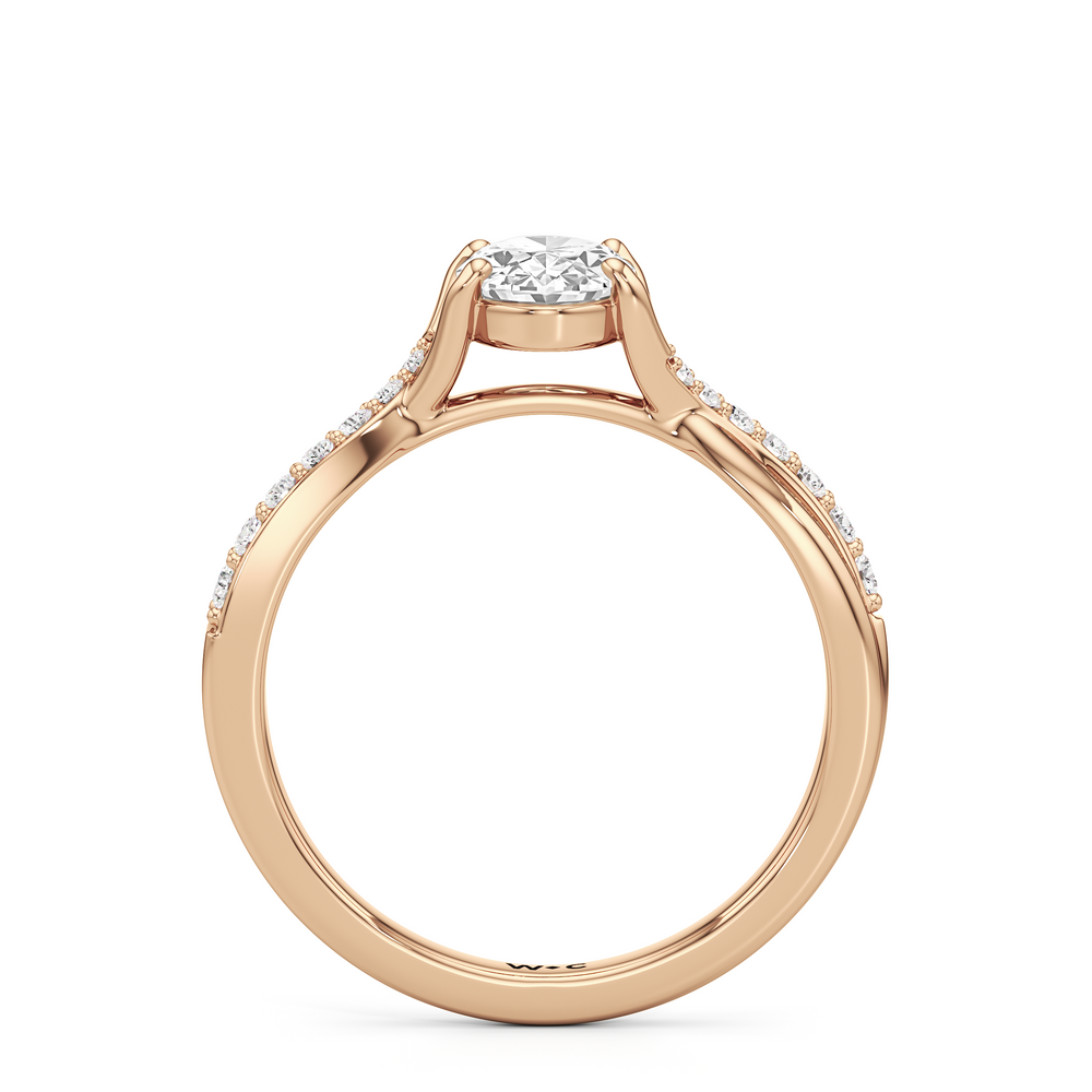 The Melody Engagement Ring with Oval Cut Diamond in 14KT Rose Gold view 2
