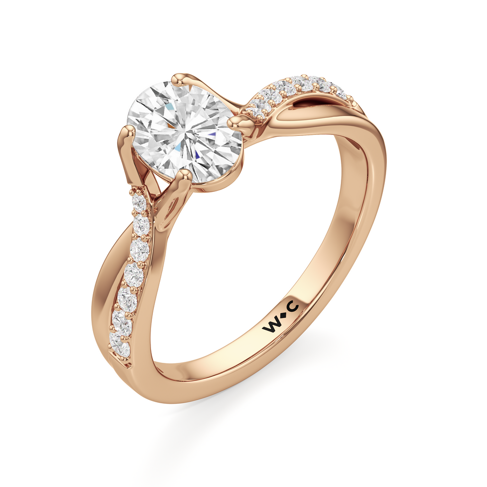 The Melody Engagement Ring with Oval Cut Diamond in 14KT Rose Gold view 3
