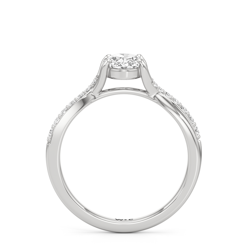The Melody Engagement Ring with Oval Cut Diamond in 14KT Platinum view 2
