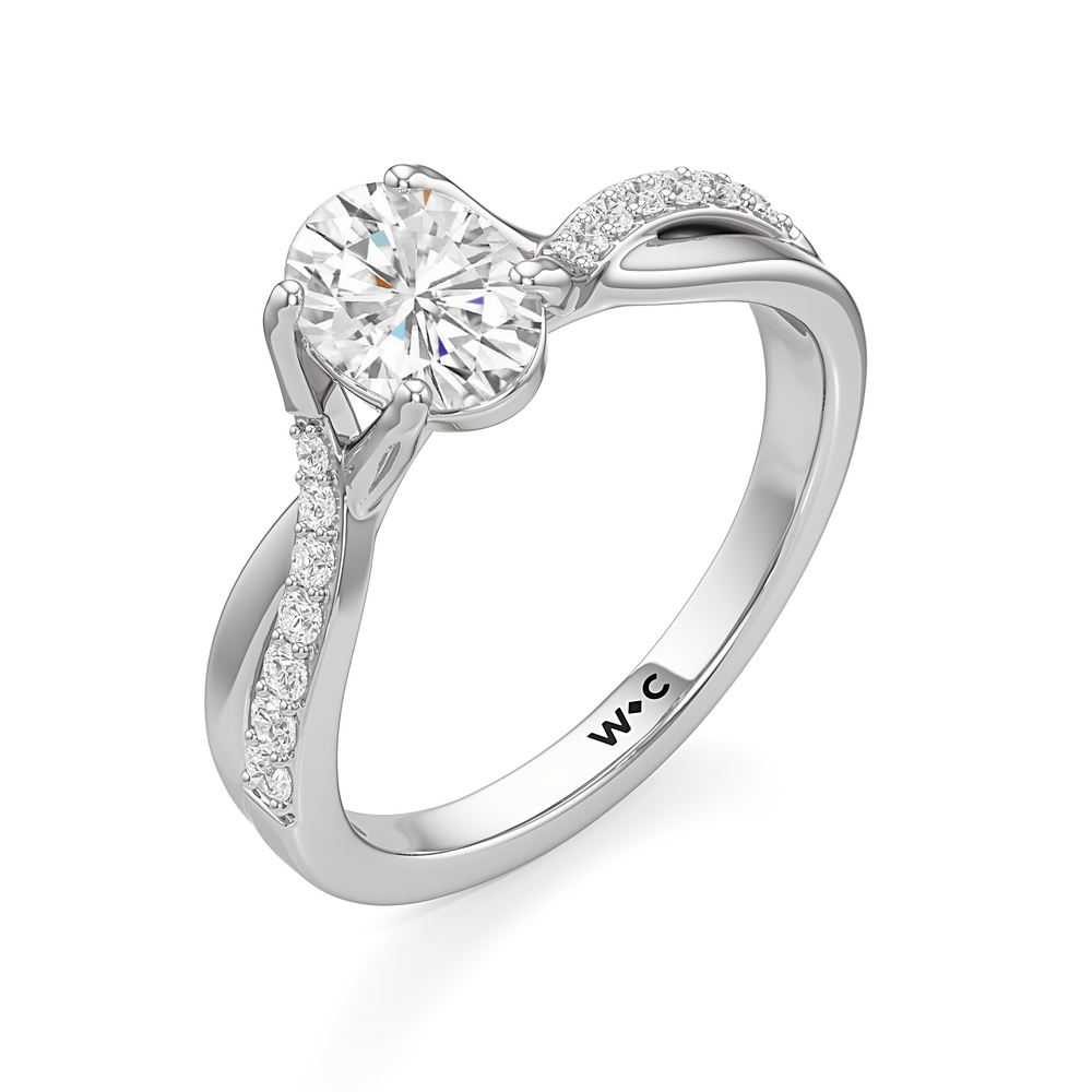 The Melody Engagement Ring with Oval Cut Diamond in 14KT Platinum view 3
