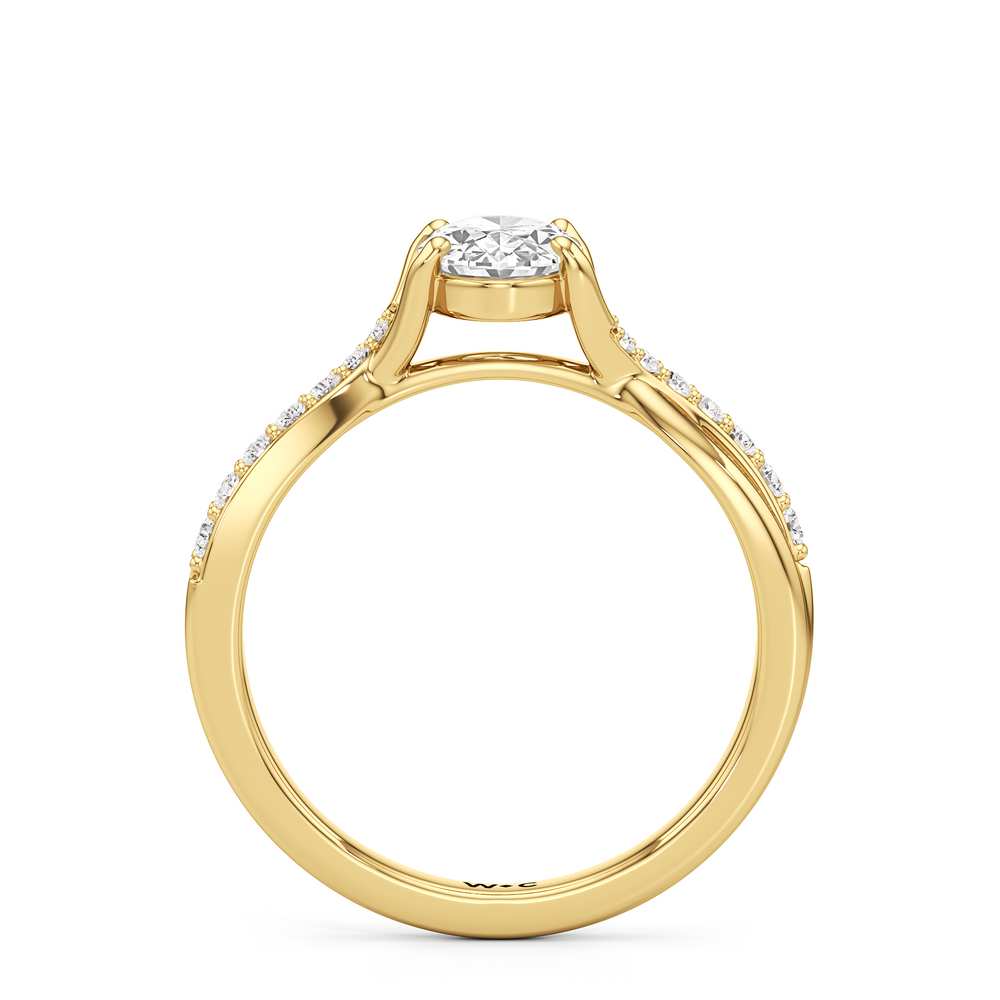 The Melody Engagement Ring with Oval Cut Diamond in 14KT Yellow Gold view 2
