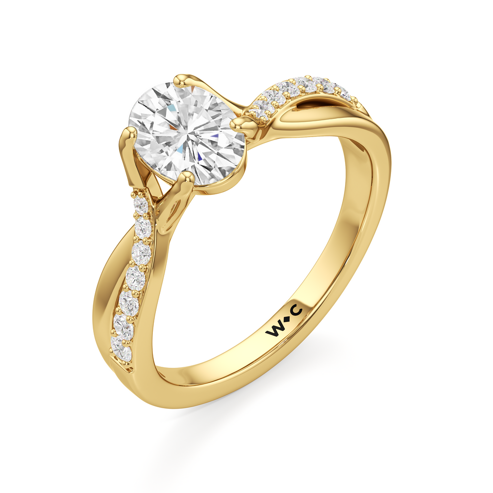The Melody Engagement Ring with Oval Cut Diamond in 14KT Yellow Gold view 3
