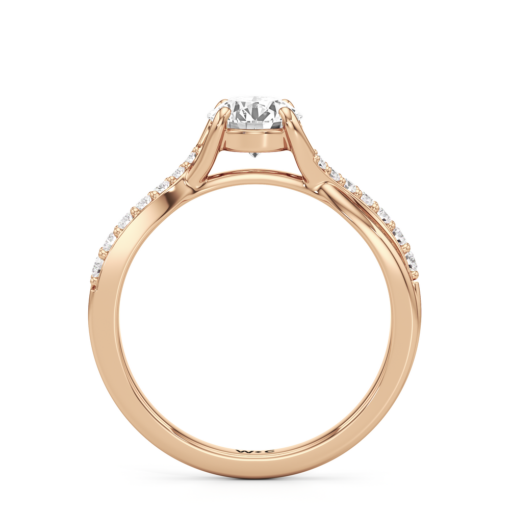 The Melody Engagement Ring with Round Cut Diamond in 14KT Rose Gold view 2
