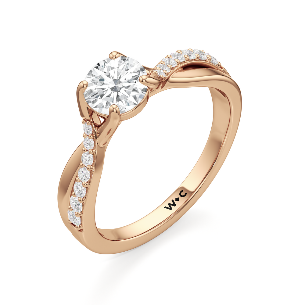 The Melody Engagement Ring with Round Cut Diamond in 14KT Rose Gold view 3
