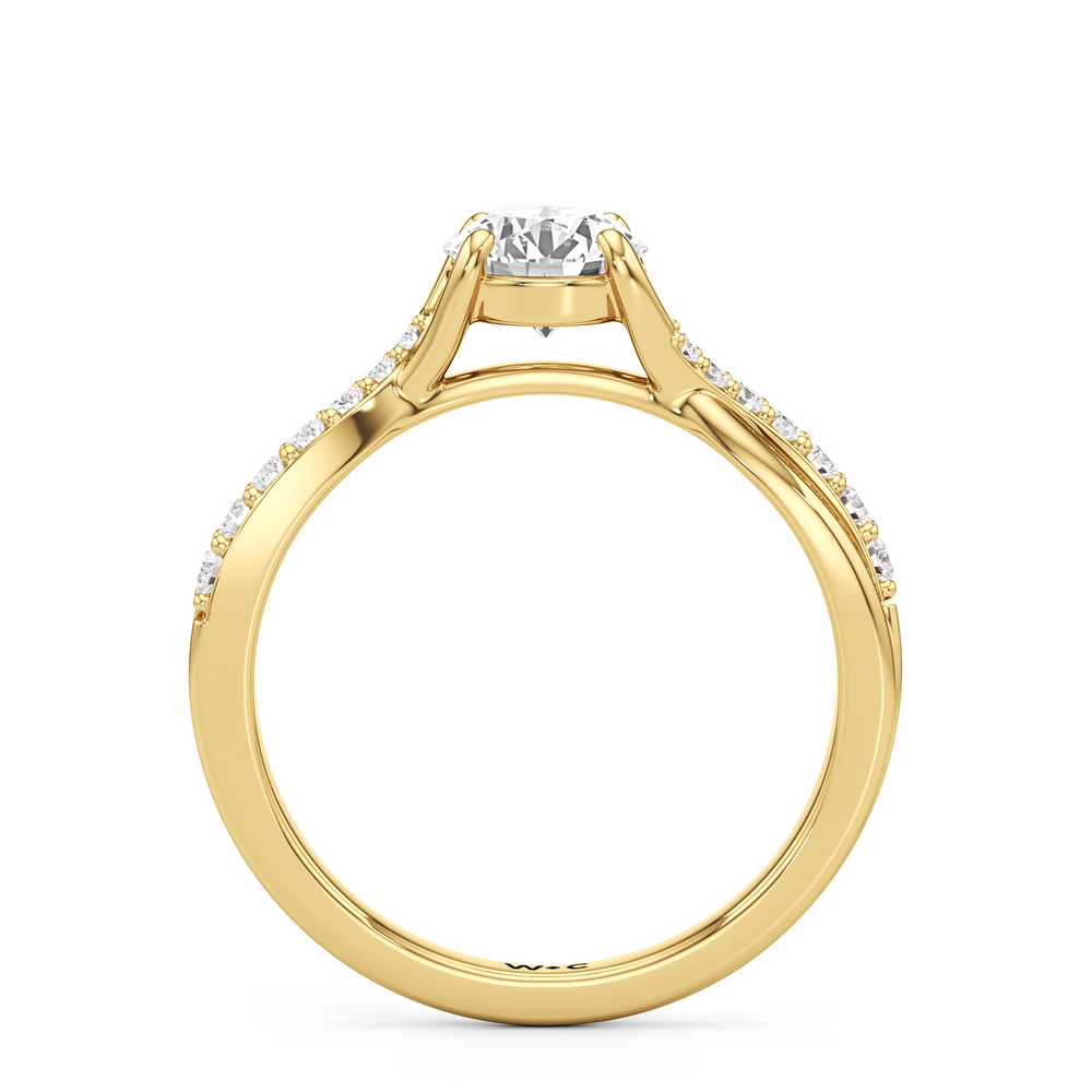 The Melody Engagement Ring with Round Cut Diamond in 14KT Yellow Gold view 2

