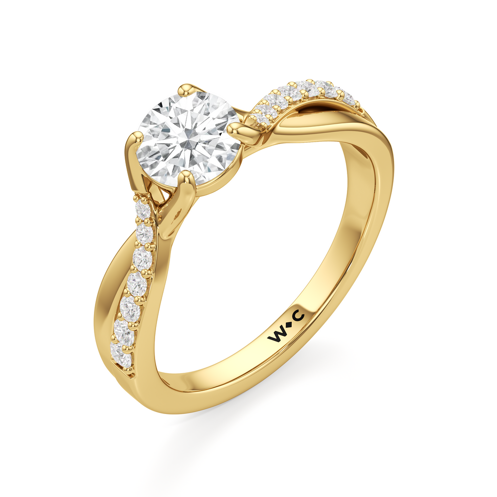 The Melody Engagement Ring with Round Cut Diamond in 14KT Yellow Gold view 3
