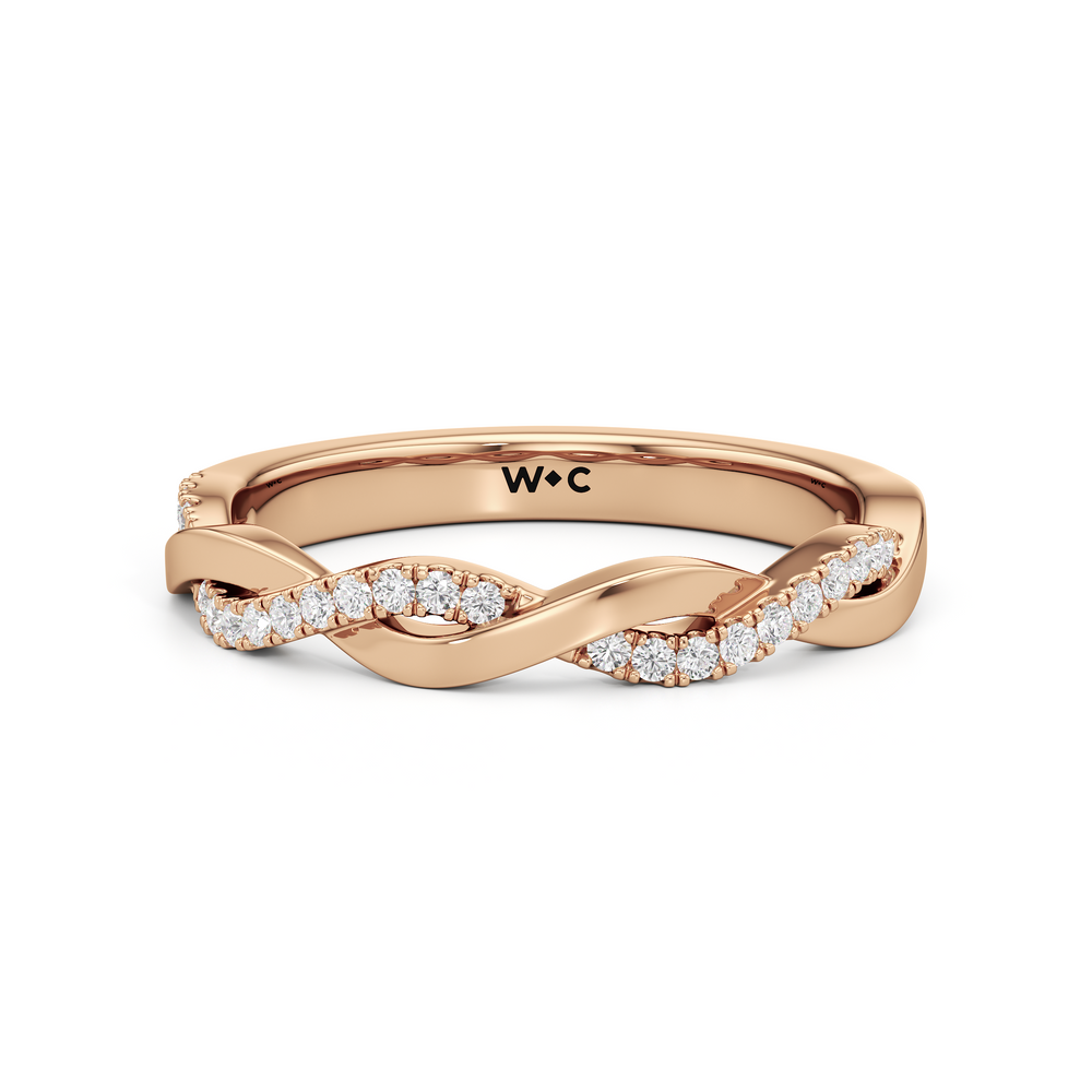 The Lennon Diamond Wedding Band with 18KT Rose Gold Cut Diamond in 14KT Rose Gold view 1
