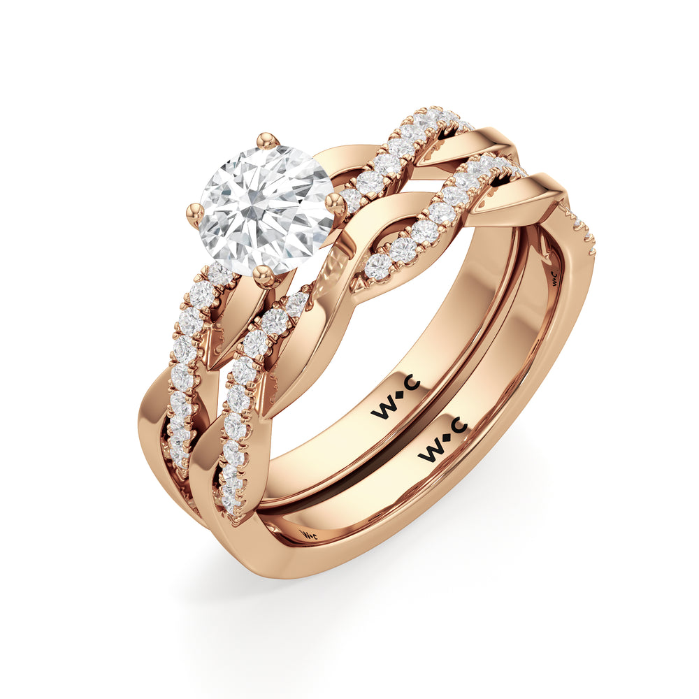 The Lennon Diamond Wedding Band with 18KT Rose Gold Cut Diamond in 14KT Rose Gold view 4
