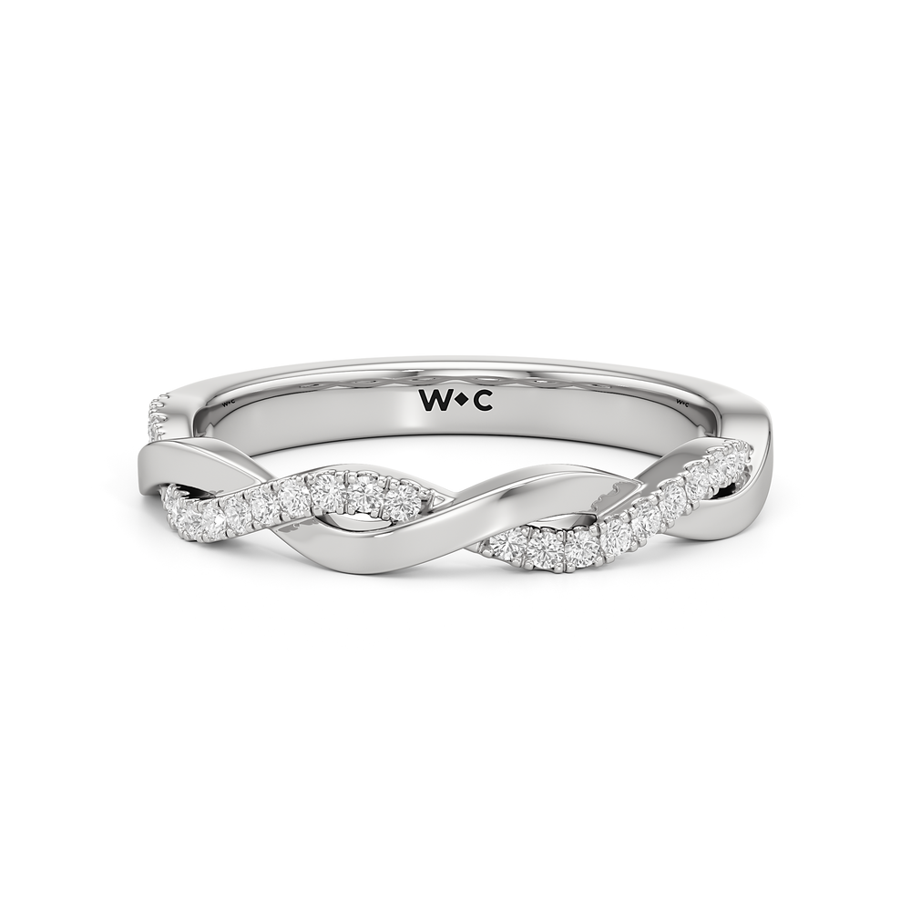 The Lennon Diamond Wedding Band with Platinum Cut Diamond in 14KT Platinum view 1
