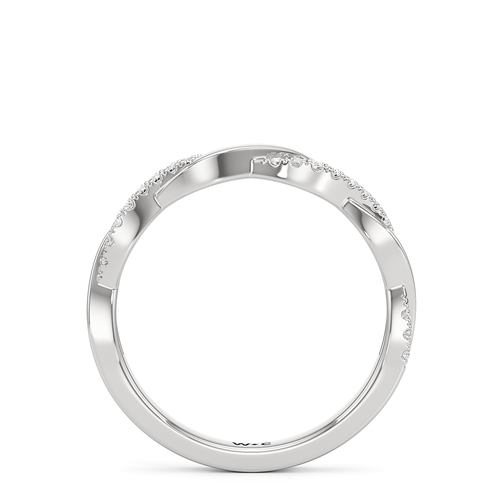 The Lennon Diamond Wedding Band with Platinum Cut Diamond in 14KT Platinum view 2
