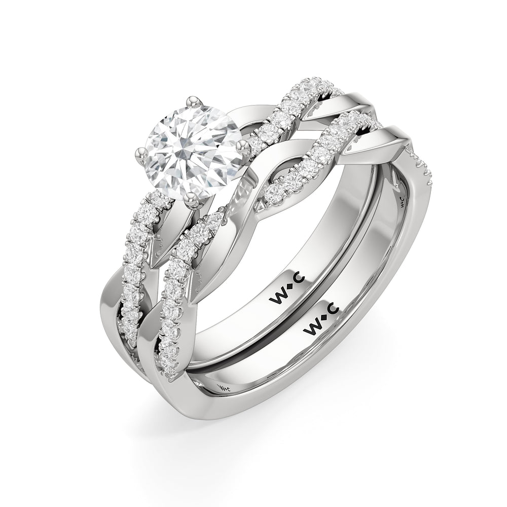 The Lennon Diamond Wedding Band with Platinum Cut Diamond in 14KT Platinum view 4

