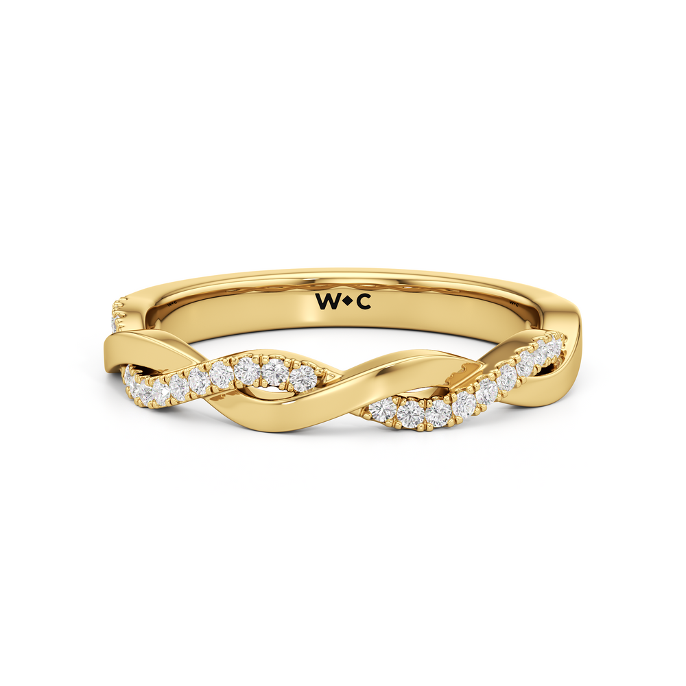 The Lennon Diamond Wedding Band with 18KT Yellow Gold Cut Diamond in 14KT Yellow Gold view 1

