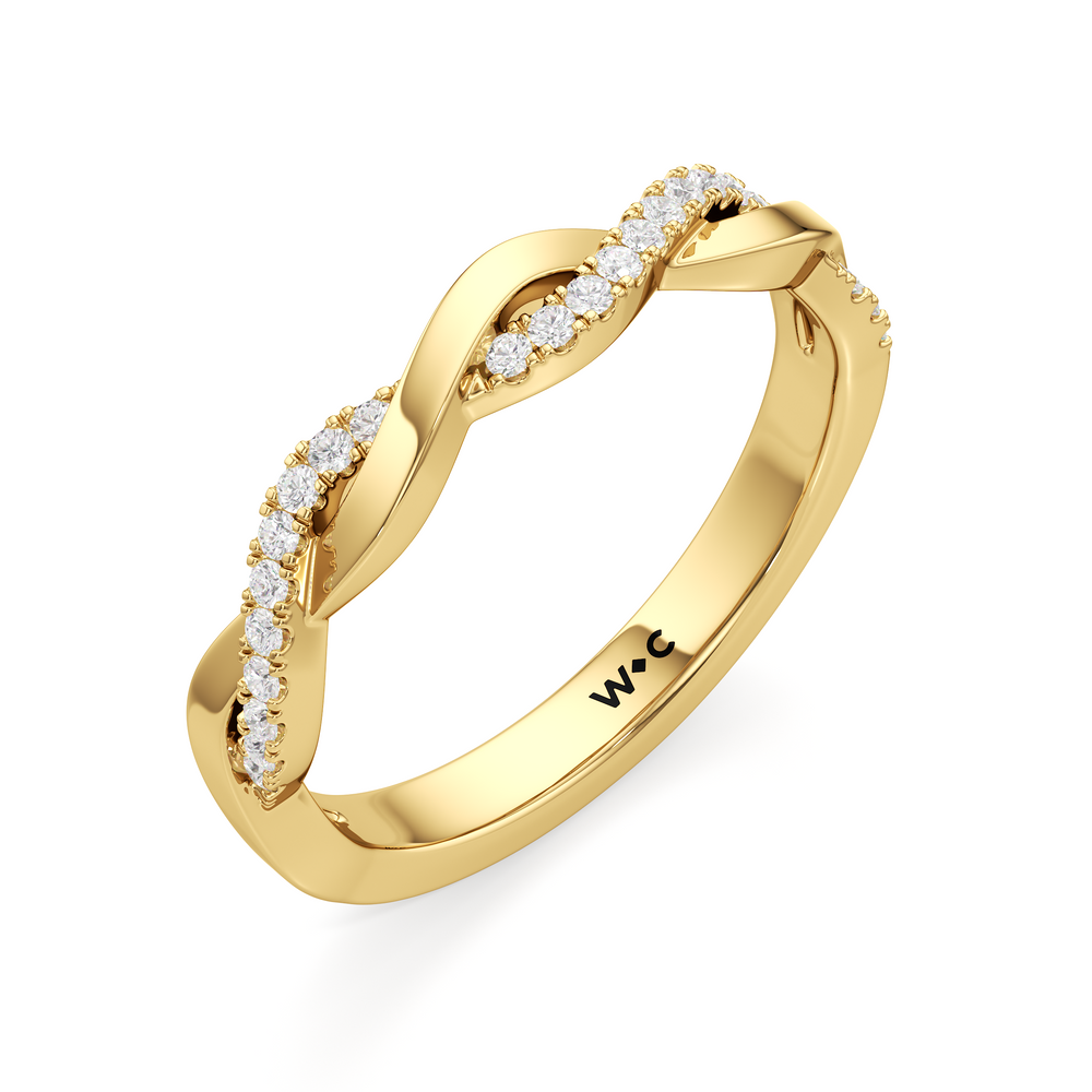 The Lennon Diamond Wedding Band with 18KT Yellow Gold Cut Diamond in 14KT Yellow Gold view 3
