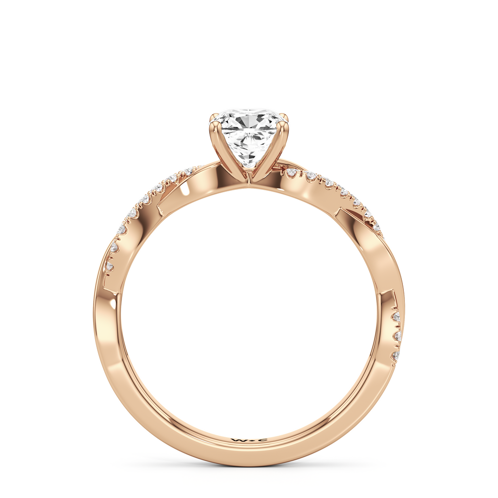 The Lennon Engagement Ring with Cushion Cut Diamond in 14KT Rose Gold view 2
