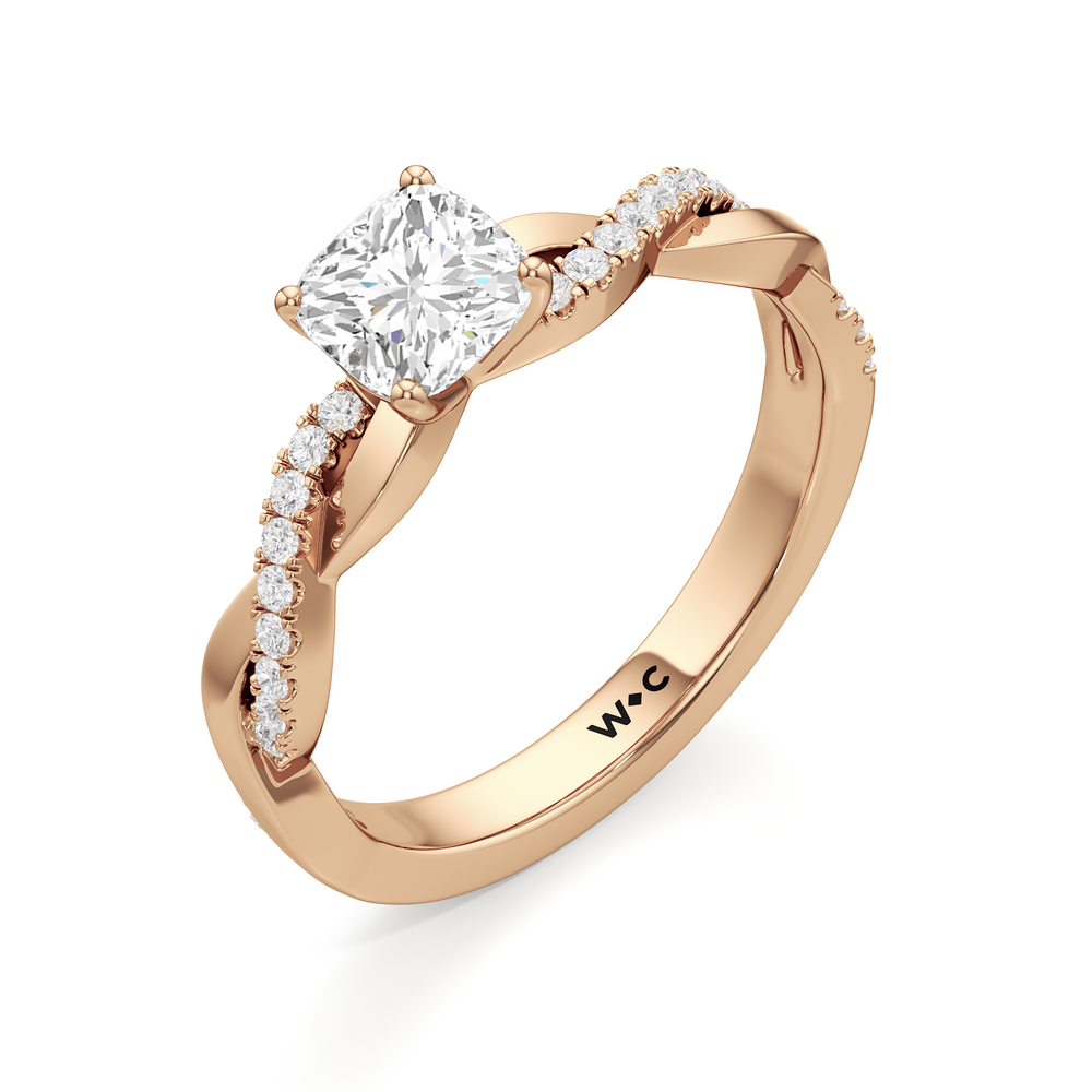 The Lennon Engagement Ring with Cushion Cut Diamond in 14KT Rose Gold view 3
