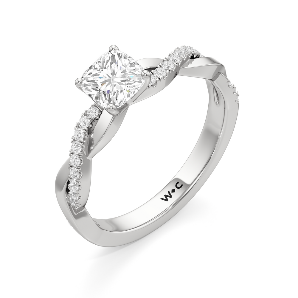 The Lennon Engagement Ring with Cushion Cut Diamond in 14KT Platinum view 3
