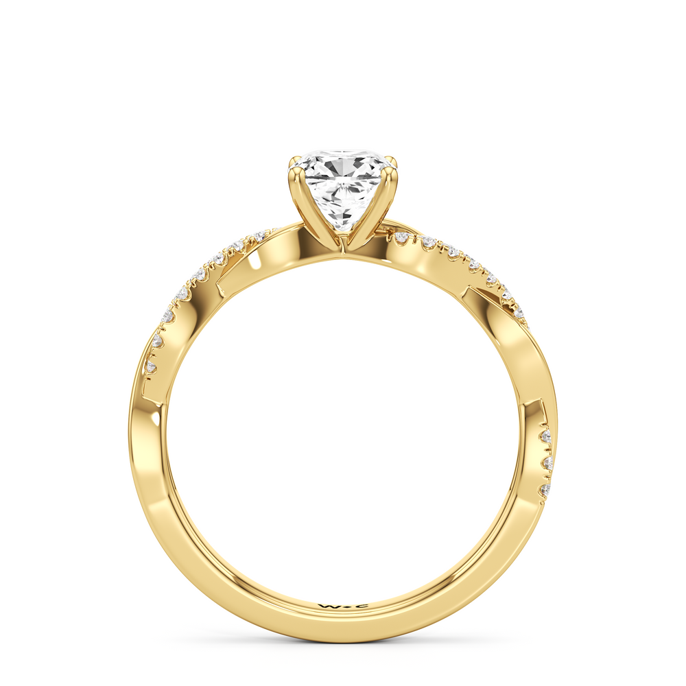 The Lennon Engagement Ring with Cushion Cut Diamond in 14KT Yellow Gold view 2
