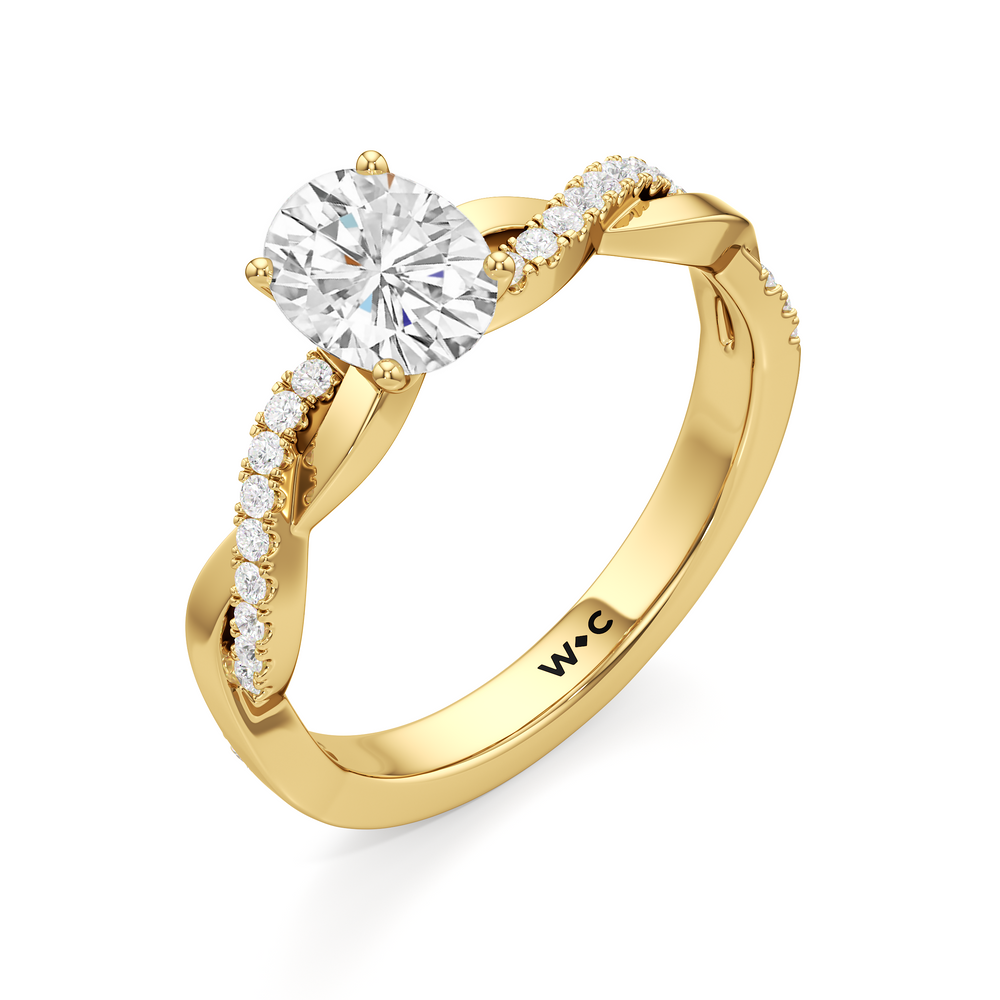 The Lennon Engagement Ring with Oval Cut Diamond in 14KT Yellow Gold view 3
