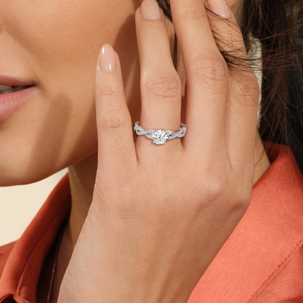 The Lennon Engagement Ring with Oval Cut Diamond in 14KT Rose Gold view 4
