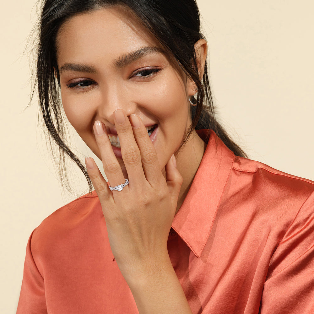 The Lennon Engagement Ring with Oval Cut Diamond in 14KT Rose Gold view 5
