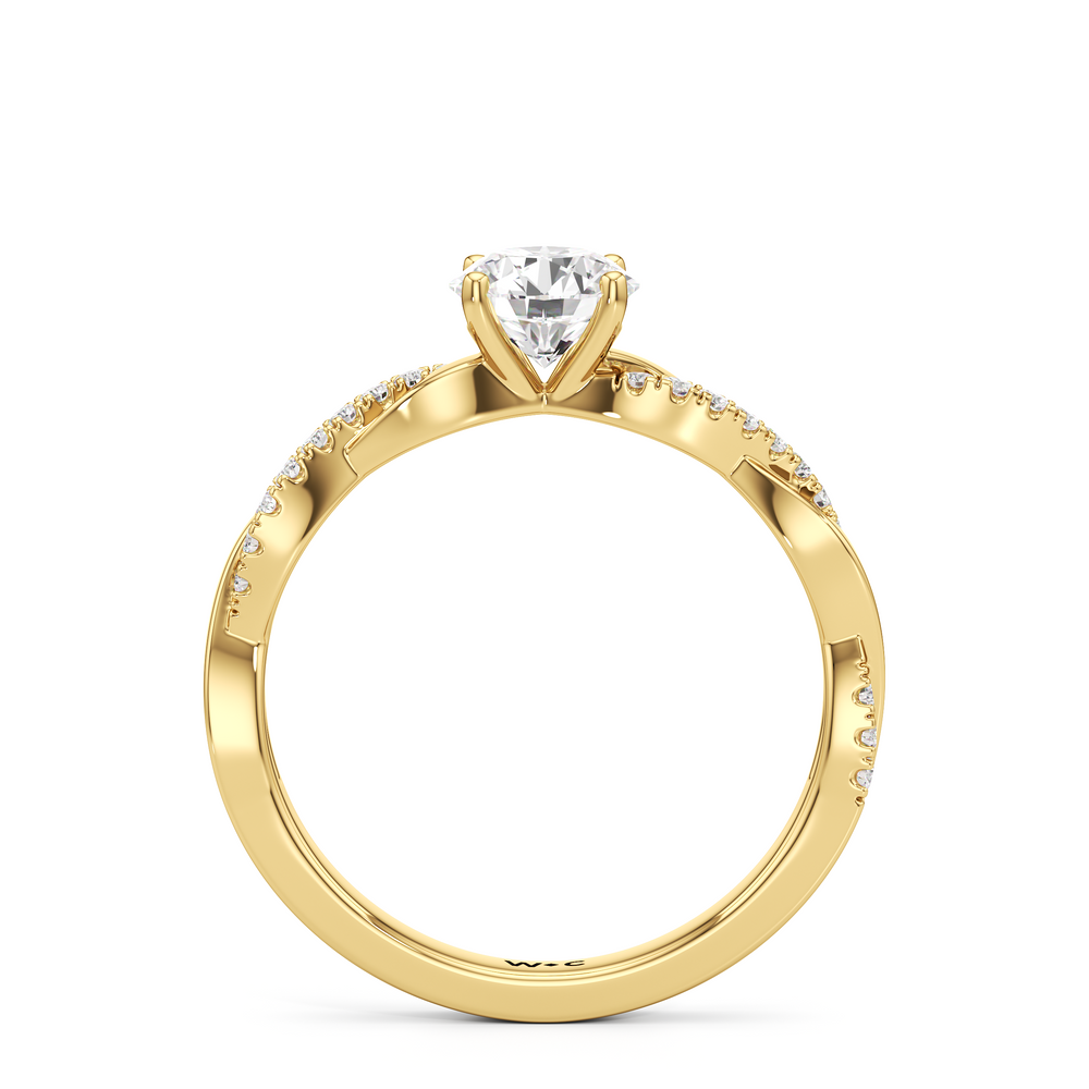 The Lennon Engagement Ring with Round Cut Diamond in 14KT Yellow Gold view 2
