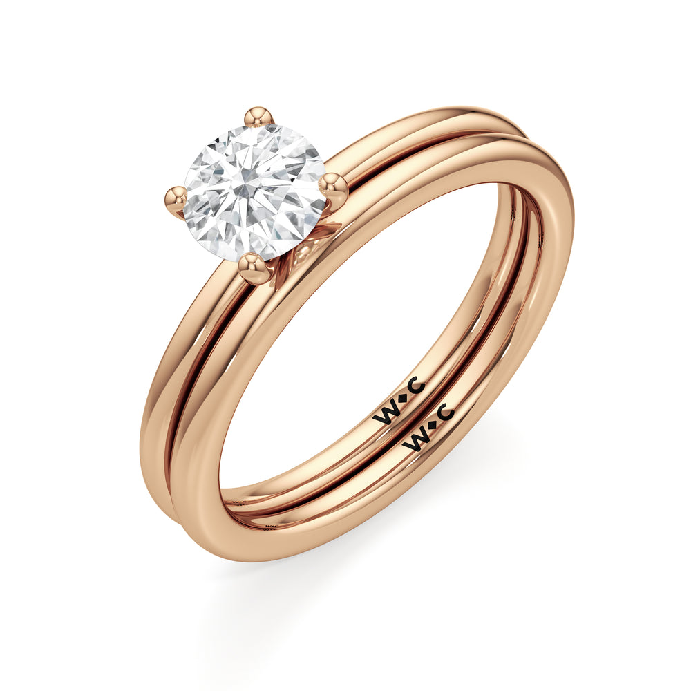 The Elle Wedding Band with 18KT Rose Gold Cut Diamond in 14KT Rose Gold view 4
