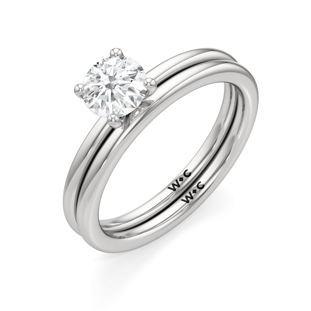The Elle Wedding Band with Platinum Cut Diamond in 14KT Platinum view 4
