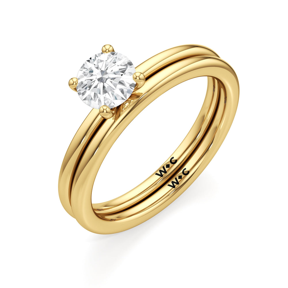 The Elle Wedding Band with 18KT Yellow Gold Cut Diamond in 14KT Yellow Gold view 4
