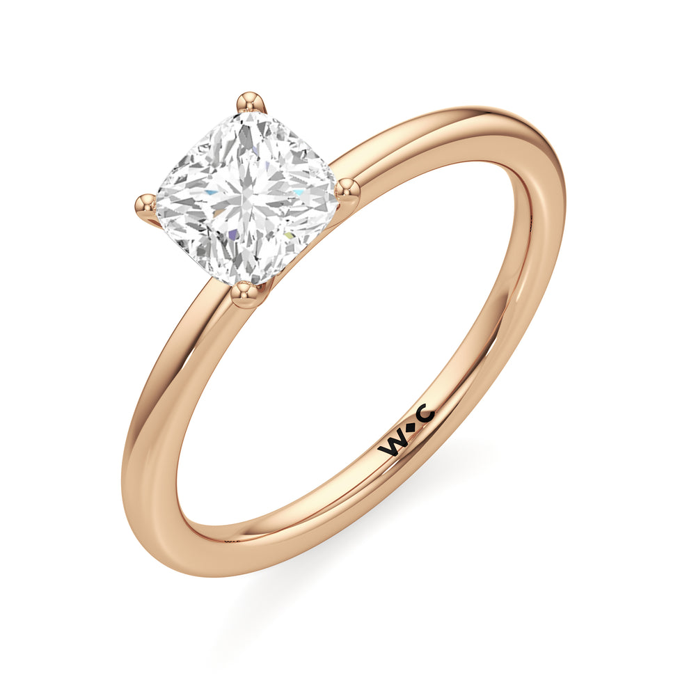 The Elle Engagement Ring with Cushion Cut Diamond in 14KT Rose Gold view 3
